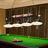 Rossesay Adjustable Pool Table Lights for 7'-8' Billiard Light Hanging Pool Table Fixture Lighting Pendant Lamp with Metal Shades for Game Rooms (Bulb Not Included)(Black,4 Lights)