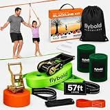 flybold Slackline Kit for Kids and Adults - 57 ft Balance Rope with Training Line, Tree Protectors, Arm Trainer, Ratchet Cover, and Carry Bag - Ideal for Tightrope Walking and Slackline Zipline