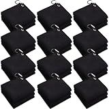 Batiyeer 12 Pcs Golf Towel Bulk for Golf Bags Microfiber Fabric Towel with Clip Waffle Pattern, Fitness, Camping, Hiking, Yoga(Black,16 x 16 Inches)