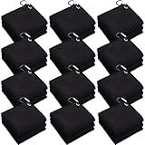 Batiyeer 12 Pcs Golf Towel Bulk for Golf Bags 16'' x 16'' Microfiber Fabric Towel with Clip Waffle Pattern, Fitness, Camping, Hiking, Yoga (Black,16 x 16 Inches)