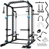 ULTRA FUEGO Power Cage with Cable Crossover/Smith Machine System LAT-Pull Down System Power Rack Squat Rack Training Attachments for Home Gym