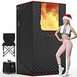 Manastin Upgraded Portable Steam Sauna for Home, Sauna Tent with 3L/1200W Steamer, XL Foldable and Remote Control, 99-Min Timer & 15 Power Levels, 2.6' x 2.6' x 5.9' Detox Spa for Relaxation,Jet Black