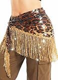 TWINKLEDE Belly Dance Hip Scarf Latin Fringe Skirt for Women (Brown)