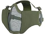 OneTigris 6" Foldable Half Face Airsoft Mesh Mask with Ear Protection, Military Tactical Lower Face Protective Mask (Olive)