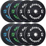 Bumper Plate Olympic Weight Plate High Bounce Bumper with Steel Insert Strength Training Weight Lifting Plate (180LB Plate Set)