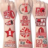 Red Team Spirit Temporary Tattoos - Gameza 144PCS Football Red Spirit Week Party Favors Supplies, Glitter Football Team Tattoo Stickers for Classroom Cheerleading Sports Games Rewards Decorations