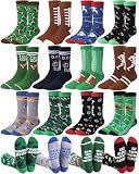 Patelai 12 Pairs Fun Football Socks for Men Teens, Cotton Crew Socks