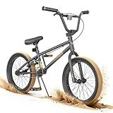 KORIMEFA Freestyle BMX Bike 18 20 inch Kids Boys Trick Bicycle for 7-12 Years Old, Hi-Ten Steel Frame, Beginner-Level to Advanced Riders