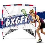 Lieetoun Regulation 6FTx 6FT Lacrosse Net，Fiberglass Frme, Lightweight, Easy Assemble Goal for Practice