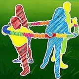 HAYVAN Cooperative Stretchy Band 12ft - Elastic Fleece & Latex Band for Creative Group Activities, Dynamic Exercise, Motor Coordination - Includes Whistle & Stickers for Kids/Adults
