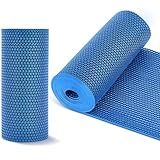 Reallnaive 12in x 10ft Ground Pool Drainage Mat Non Slip Flooring Mats 0.2'' Thick Walkway Pool Floor Protector Mat Drainage PVC Swimming Bathroom Rubber Cushion for Protecting Lawn(Blue)