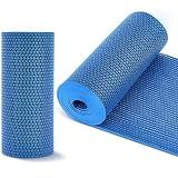 Reallnaive 12in x 10ft Pool Mat Non Slip Drainage Mats Swimming Pool Floor Deck Mats Large Rubber Rugs PVC Splash Mesh Hollow Doormat Roll for Outdoor Indoor Patio Garage Kitchen Bathroom Safety(Blue)