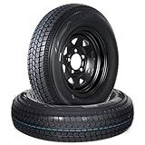 Garvee 2-Pack ST175/80D13 Trailer Tires with Rims, 5 Lug on 4.5" Bolt Pattern, 6PR Load Range C, Black 13" Spoke Wheel, Heavy Duty 175 80 13 Trailer Tires Rims for Utility, Boat, Camper, Cargo Trailer