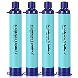 Membrane Solutions Personal Water Filter, Survival Filtration Straw Portable Gear, Emergency Preparedness, Supply for Drinking Hiking Camping Travel Hunting Fishing Team Family Outing (Blue, 4 Pack)