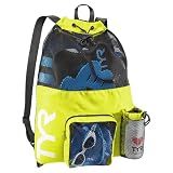 TYR Big Mesh Mummy Backpack for Wet Swimming, Gym, and Workout Gear, Yellow