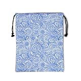 Blue White Floral Grip Bag - Traditional Flower Grip Bags for Gymnasts with Teal Flowers, Adjustable for Personal Equipment