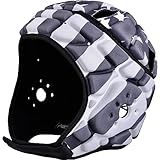 COOLOMG Soft Shell Flag Football Helmet 7v7 Rugby Helmet Scrum Cap Soccer Padded Headgear Adjustable Head Protector for Youth Kids Adults (Gray, Large)