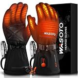 Heated Gloves for Men Women 7.4V Battery 22.2WH Rechargeable Heated Ski Gloves Touchscreen Waterproof Electric Heated Fishing Gloves for Winter Work Skiing Raynaud Riding(Black,M)