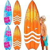 Foilswirl 2 Pcs 60" Long Inflatable Surf Board Luau Decoration Theme Beach Pool Toy Tropical Inflatable Surfboard Pool Float Board Beach Party Decorations for Kids Adults Summer Hawaiian Theme Party