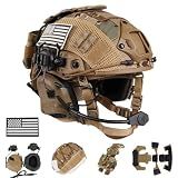 ClrfZebr Tactical Helmet with Headset,4in1 Upgraded Adjustable with Helmet Cover for Airsoft Cosplay Military Tactical Gear (TAN)