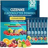 OZENKE Electrolytes Powder Packets, 30 Sticks Hydration Packets Sugar Free, Electrolyte Drink Mix Travel Electrolyte Packets for Rapid Hydration, 6 Flavors