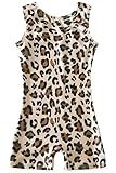 uideazone Leotards for Girls,Little Kid, Gymnastics Big Girls Gymnastics Apparel Quick Dry Leopard Printed Kids Unitards Biketards Gym Outfits