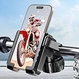 Motorcycle Phone Mount, [No Block Camera] Bike Phone Holder Mount, [Silicone Wrapped] Handlebar Cell Phone Mount for Bike/Scooter/ATV, Fits iPhone 16/15/14/13 Pro Max & 4.7"-7" Phones, Black