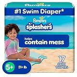 Pampers Splashers Swim Diapers, Size 5, 17 Count, Disposable Swim Diapers, Contains Mess, No Swell