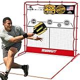 6x6FT Pickleball Rebounder Practice Net with Mini Court Design - Portable Solo Training System for Forehands, Dinks & Volleys, Indoor Outdoor Backyard Driveway Use with Carry Bag