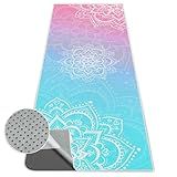 Alissgorat Yoga Towel,Absorbent Yoga Mat Towel for Hot Yoga Non Slip,Stylish Prints,Ideal for Workouts,Hot Yoga,Bikram,Pilates Equipment,72 x 27 in,Gradient Mandala