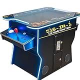 West State Gamerooms Cocktail Arcade Machine – 2 Player Retro Arcade Table with 516 Games – 26" LCD Screen, Track Ball, LED Lights, Chrome Bar Stools – Pre-Assembled Coin/Free Play Cabinet