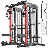 pooboo Multi-Functional Machine Power Cage, 2000LB Squat Rack, LAT-Pull Down System, Dual Pulley Cable Crossover System, Home Gym Workout Machine with Strength Training Attachments (P43 01)