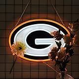 Football Team Neon Sign, Cool Dimmable Light Up Football Team Green Neon Wall Decor Art USB Light Up Sign Gift Bedroom Man Cave Game Room Home Bar Party Shop Decoration for Kids Boys Birthday Christmas Gift (Paker)