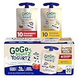 GoGo squeeZ yogurtZ Variety Pack, Strawberry & Banana, 3 oz (Pack of 20), Kids Snacks Made from Real Yogurt and Fruit, No Fridge Needed, Gluten Free, Nut Free, Recloseable Cap, BPA Free Pouches