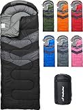 MalloMe Sleeping Bags for Adults Cold Weather & Warm - Backpacking Camping Sleeping Bag for Kids, Girls, Boys - Lightweight Camping Essentials Gear Accessories Hiking Sleep Must Haves Single & Double