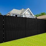 BOEN Privacy Screen Fence Netting Mesh Fabric Windscreen with Reinforced Aluminum Grommets for Garden Fence Or Any Outdoor Metal or Wooden Fencing (5' x 300', Black)