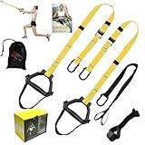 ADALT LION Bodyweight Resistance Training Straps, Complete Home Gym Fitness Trainer kit for Full-Body Workout, Included Door Anchor, Extension Strap, Fitness Guide (Yellow-2)