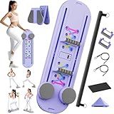 Pilates Board, Pilates Reformer Set, 7 in 1 Portable Pilates Reformer with Timer, Foldable Pilates Board for Home Workout, Multifunctional Pilates Equipment for Women/Men (Purple)