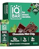 IQBAR Clean Plant Protein Bars - Chocolate Mint Chip - 12 Count - Keto, Vegan, High Fiber, Gluten and Dairy Free, Low Sugar Snack - Brain and Body Nutrients for Focus, Energy, Meal Replacement