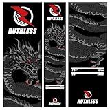 RUTHLESS | Darts Mat | Heavy Duty Anti‑Slip Carpet Dartboard Throw Line Mat for Floor Protection | Black with Dragon Print.