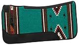 Weaver Equine 31" x 32" Contoured Single Weave Wool Blend Felt Horse Saddle Pad, Shock Absorbing Western Saddle Pad for Protection, Turquoise Pattern
