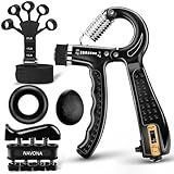 5 PCS Grip Strength Trainer Kit, Hand Gripper Strengthener, Forearm Strengthener, Finger Strengthener, Finger Exerciser, Stress Relief Ball, Forearm Workout Ring for Muscle Building and Injury Recover