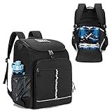 GOBUROS Roller Skate Bag Fits Shoes Up to US Mens 13, Ice Skate Backpack with Top Helmet Pocket, Roller Skating Bag with Adjustable Padded Shoulder Strap for Skates Gear, Black