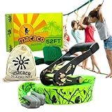 52ft Slackline Kit for Kids and Adults | Beginner Friendly Slackline | Slack Line Set with Tree Protectors, Cotton Carry Bag & Steel Ratchet | Outdoor Gym for Kids