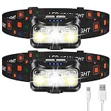 LHKNL Headlamp Rechargeable, Lumen Super Bright Motion Sensor Head Lamp Flashlight,2-Pack Waterproof LED Headlight with White Red Light,8 Modes Head Lights for Camping Cycling Running Fishing