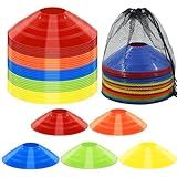 Jyongmer 30 Pcs Disc Cones Training Cones Agility Soccer Cones with Carry Bag for Training, Football, Basketball, Sports, Field Cone Markers and Other Sports and Games(5 Color)