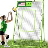 Volleyball Rebounder Net Lacrosse Rebounder Bounce Back Equipment with 5 Adjustable Rebound Angles Ground Stakes Neon Strap for Lacrosse Training and Volley Ball Practice (Volleyball - 7 x 4 ft)