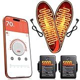 Heated Insoles Rechargeable, Foot Warmer for Men and Women with 5000 mAh Battery, 4-Temperature Settings Mobile App Control, Adjustable Design for All Shoes for Outdoor& Indoor Use, Size Large