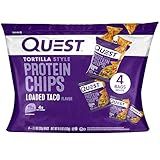 Quest Nutrition Loaded Taco Tortilla Style Protein Chips, 19g Protein, 4g Net Carb, Low Carb, Gluten Free, 1.1 oz (Pack of 4)