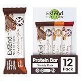 Extend Sugar Free Protein Bars, Perfect Diabetic Snacks, High Protein and Fiber, Hunger Control & Steady Energy, Low Carb, Keto Friendly (12 Count, Variety Pack)